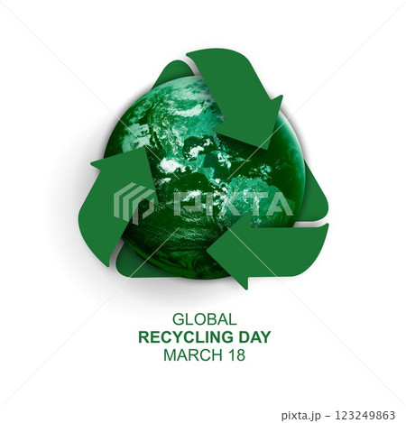 Global recycling day. green arrows recycling symbol with planet earth. reuse reduce recycle. sustainable development concept of eco-friendly practices. Elements of this image furnished by NAZA. Global recycling day. green arrows recycling symbol with planet earth. reuse reduce recycle. sustainable development concept of eco-friendly practices. Elements of this image furnished by NAZA. 123249863