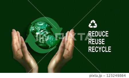 Global recycling day. green arrows recycling symbol with planet earth. reuse reduce recycle. sustainable development concept of eco-friendly practices. Elements of this image furnished by NAZA. Global recycling day. green arrows recycling symbol with planet earth. reuse reduce recycle. sustainable development concept of eco-friendly practices. Elements of this image furnished by NAZA. 123249864