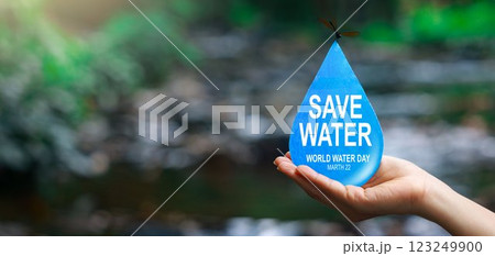 World Water Day. hands holding water drop. accelerating change and every drop matters. Saving water and world environmental protection concept. clean renewable energy. water for peace. World Water Day. hands holding water drop. accelerating change and every drop matters. Saving water and world environmental protection concept. clean renewable energy. water for peace. 123249900
