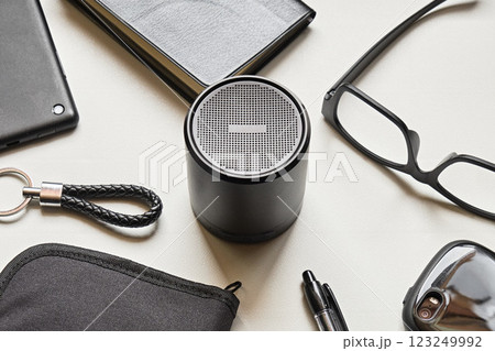 白背景の上のBluetoothスピーカー 123249992