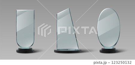 Glass award mockups set isolated on background 123250132