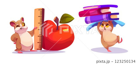 Cute hamster characters set isolated on white Cute hamster characters set isolated on white 123250134