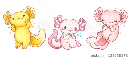 Cute axolotl expressions set 123250178