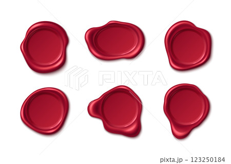 Red wax seals set isolated on white background 123250184