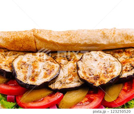 Grilled veggie wrap with fresh ingredients 123250520