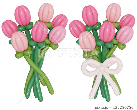 pink tulip balloon flower Posy bouquet 3D graphic 123250756