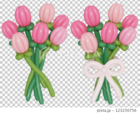 pink tulip balloon flower Posy bouquet 3D graphic 123250756