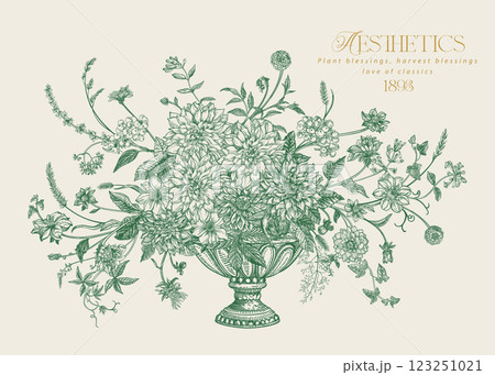 Illustration of a flowerpot with flowers 123251021