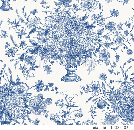 Seamless pattern with flower arrangements 123251022
