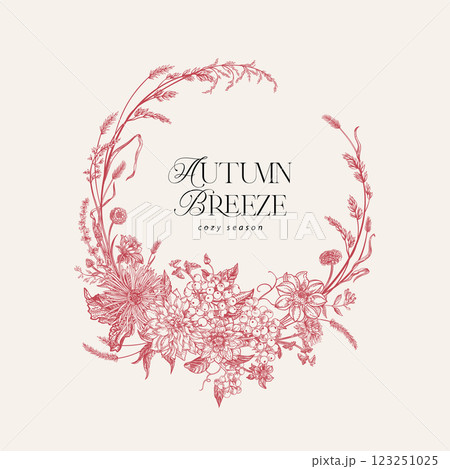 Floral wreath with flowers 123251025