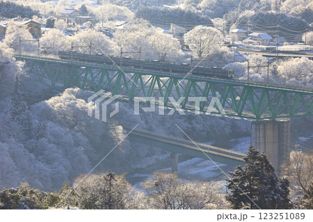 雪の鳥沢橋梁を渡る211系 雪の鳥沢橋梁を渡る211系 123251089