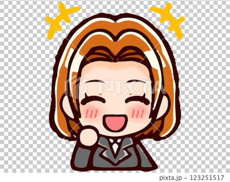Illustration material of a smiling doodle-style chibi character OL woman in a suit Illustration material of a smiling doodle-style chibi character OL woman in a suit 123251517