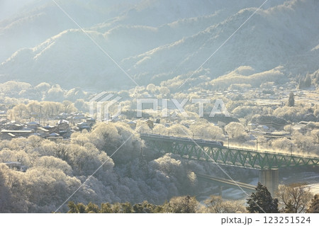 雪の鳥沢橋梁を渡る中央線特急 123251524