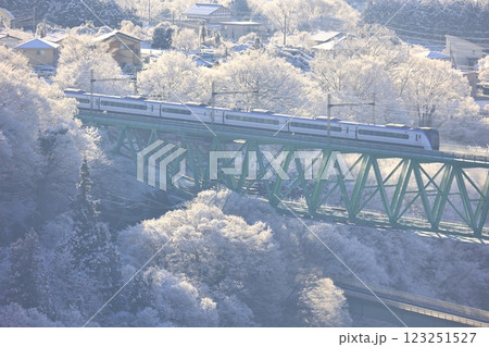 雪の鳥沢橋梁を渡る中央線特急 123251527