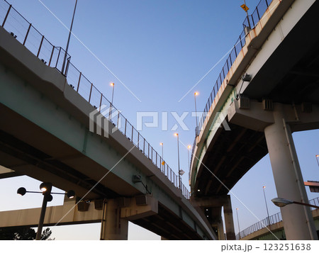 三ツ目通りから見上げる首都高速道路｜辰巳ジャンクション 123251638