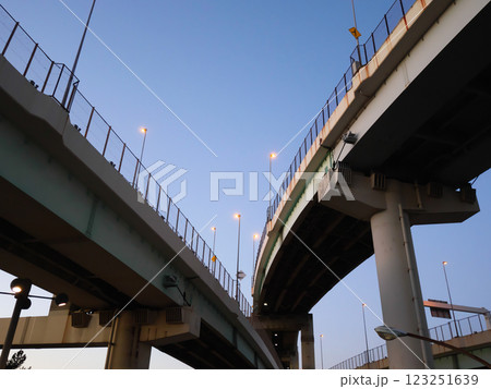三ツ目通りから見上げる首都高速道路｜辰巳ジャンクション 123251639