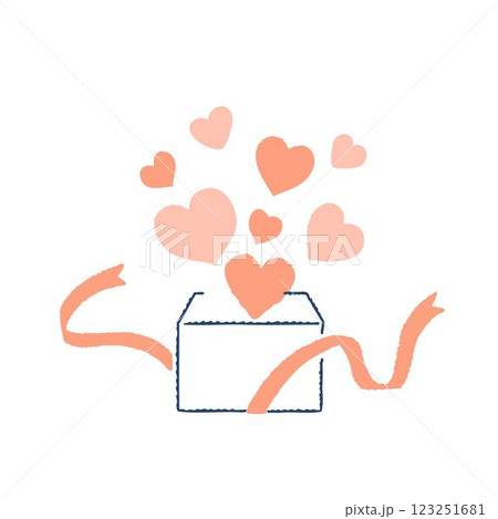 ギフトボックスから飛び出すハート 123251681