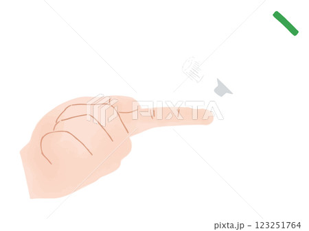 1フィンガーチップユニットの薬剤を人差し指に乗せる左手の手描きイラスト 123251764