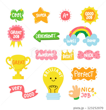 Cute school reward stamp encouragement good job for kids Cute school reward stamp encouragement good job for kids 123252070
