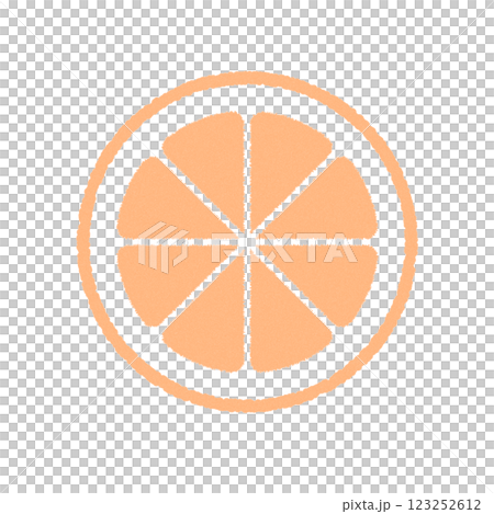 Stamp-style illustration of an orange slice 123252612