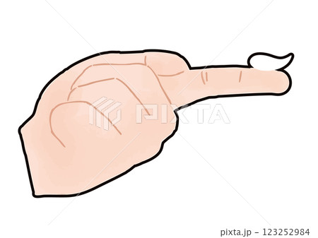 1FTUの薬剤を人差し指に乗せた左手の手描きイラスト 123252984