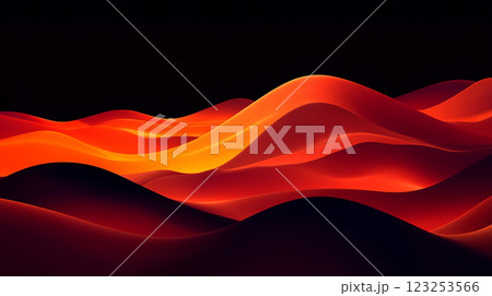Abstract fiery waves flowing against a dark background, creating a sense of warmth and dynamism with a gradient of oranges and reds. 123253566
