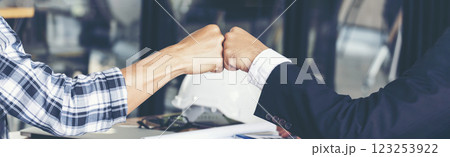 Banner Partner Business Trust Teamwork Partnership. Industry contractor fist bump dealing mission with copy space. Banner Mission team meeting two People Fist bump Hands together design element Banner Partner Business Trust Teamwork Partnership. Industry contractor fist bump dealing mission with copy space. Banner Mission team meeting two People Fist bump Hands together design element 123253922