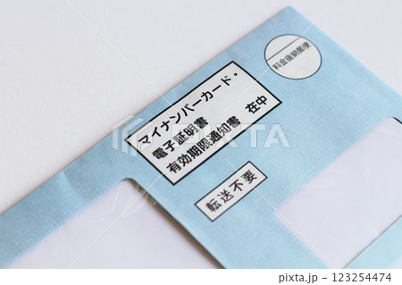 マイナンバーカード更新のお知らせが入った封筒　有効期限通知書の入った封筒 123254474