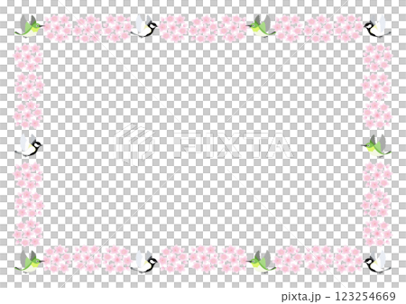 可愛的小鳥和櫻花框架 可愛的小鳥和櫻花框架 123254669