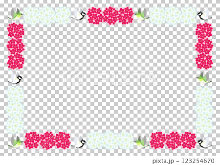 Cute little bird and plum frame Cute little bird and plum frame 123254670