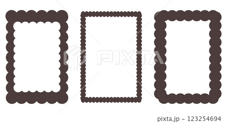 Groovy frame jagged scallop edge, frame text box or border. Curve funky y2k retro form, geometric shape, framework. Wiggle figure, rectangle. 123254694