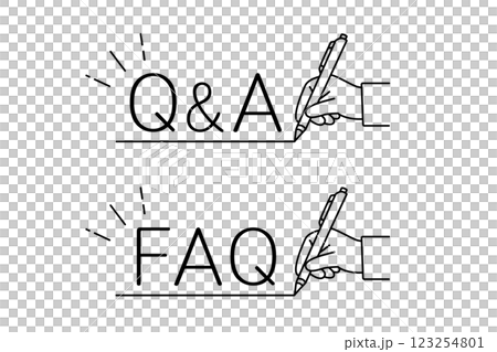 A person's hand underlining the letters Q&A and F.A.Q. with a pen A person's hand underlining the letters Q&A and F.A.Q. with a pen 123254801