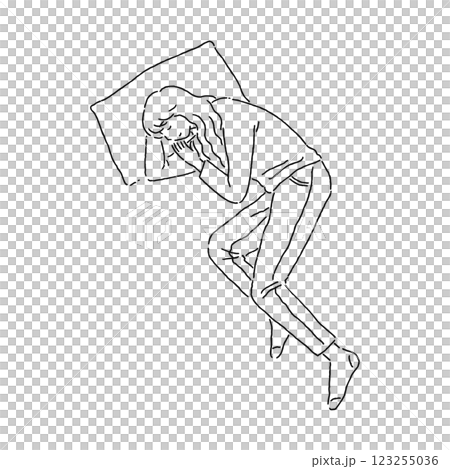 女人小睡的線條畫 123255036