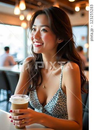 自撮りする若い女性　実況　生配信　インスタ映え　 [AI生成画像] 123255283