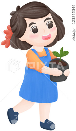 Tree planting activity illustrated by Earth Day 123255346
