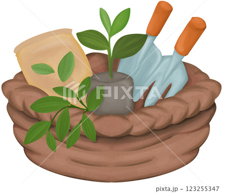 Tree planting activity illustrated by Earth Day 123255347