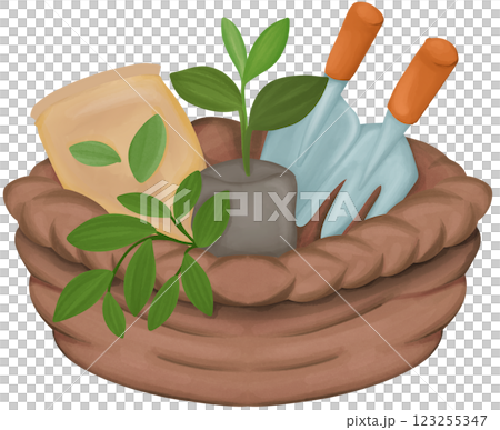 Tree planting activity illustrated by Earth Day 123255347