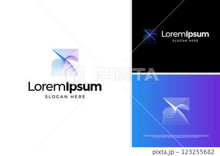 Abstract letter S connection technology logo vector design template 123255682