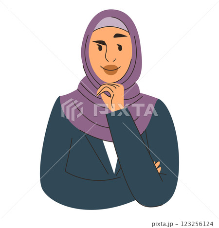 Muslim woman contemplating vector isolated 123256124