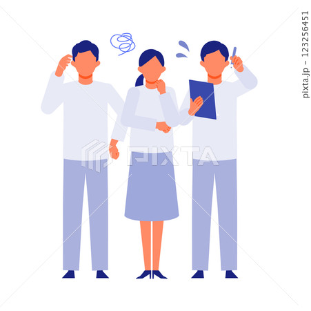 男女、人々の問題解決のイラスト 困る 男女、人々の問題解決のイラスト 困る 123256451