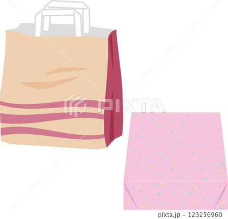 包装紙で包んだ箱と紙袋、手土産 123256960