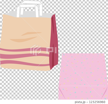 Boxes and paper bags wrapped in wrapping paper, souvenirs 123256960