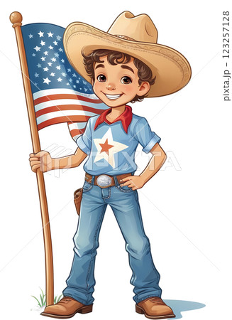 Cute cartoon German Boy Holding National Flag white background 123257128