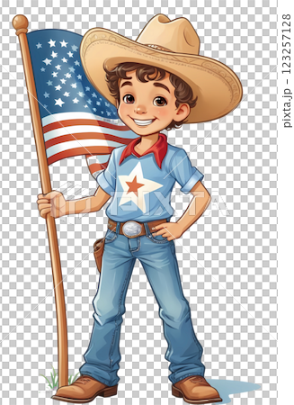 Cute cartoon German Boy Holding National Flag white background 123257128