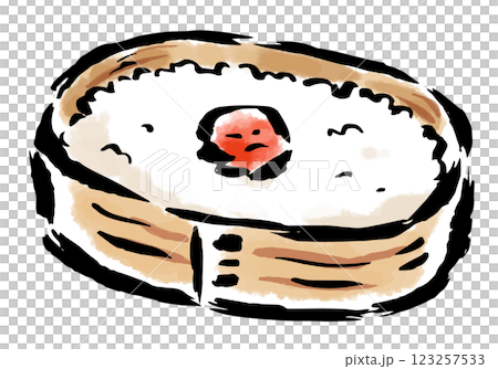 日の丸弁当　筆タッチ手描きイラスト 123257533