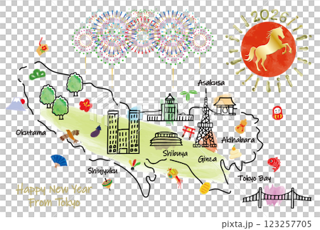 東京旅遊景點圖解地圖 新年賀卡2026 123257705