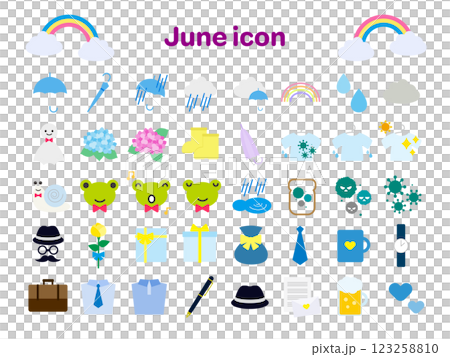 Simple June vector icon illustration set 123258810