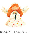 Cute little angel girl with wings. Illustration on a white background. 123259420
