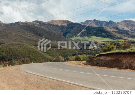 Turning a highway in the mountains 123259707
