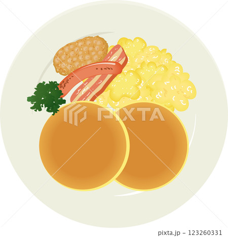 真上アングルモーニングパンケーキ 真上アングルモーニングパンケーキ 123260331